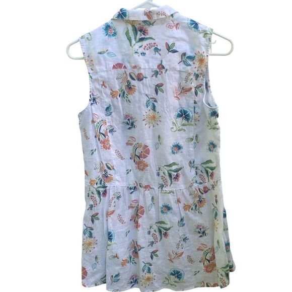J.Jill Love Linen Sleeveless Shirt Dress XS Floral Button Front Summer Casual - Picture 5 of 6